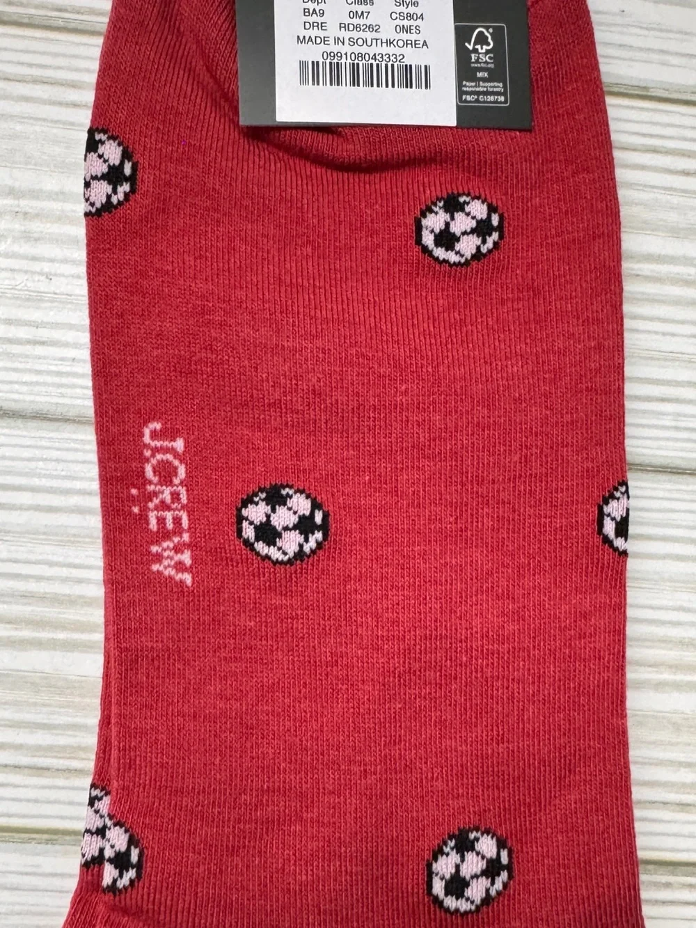 J.Crew Football Pattern Crew Style Red Patterned Crew Socks New with Tag